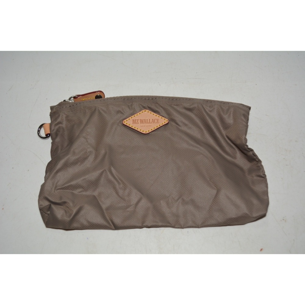 MZ Wallace Tan Nylon Cosmetic Pouch – Small Makeup Travel Bag – Used – Good